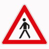 Verkehrszeichen 133-10 Fußgänger, Aufstellung rechts