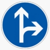 Vorschriftzeichen 214 Vorgeschriebene Fahrtrichtung geradeaus oder rechts