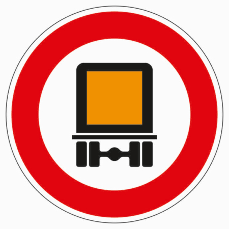 Vorschriftzeichen 261 Verbot für kennzeichnungspflichtige Kraftfahrzeug mit gefährlichen Gütern
