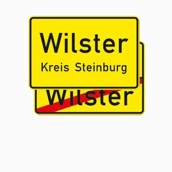 Richtzeichen 310 Ortstafel Vorder- und Rückseite, doppelseitig (Rückseitig mit Verkehrszeichen 311)