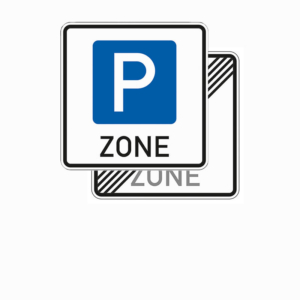 Richtzeichen 314.1-40 Beginn/Ende einer Parkraumbewirtschaftungszone, doppelseitig ( Rückseite Verkehrszeichen 314.2)
