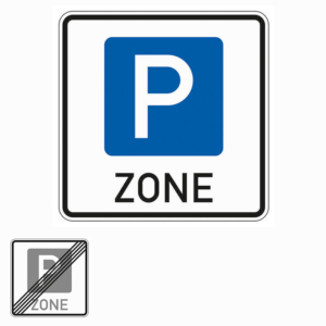 Richtzeichen 314 Beginn und Ende einer Parkraumbewirtschaftungszone