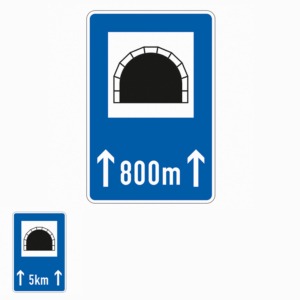 Richtzeichen 327-XX Tunnel mit Längenangaben
