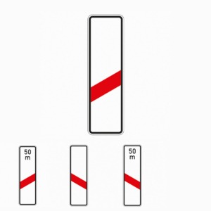Gefahrenzeichen 162-XX einstreifige Bake, mit und ohne Entfernungsangabe