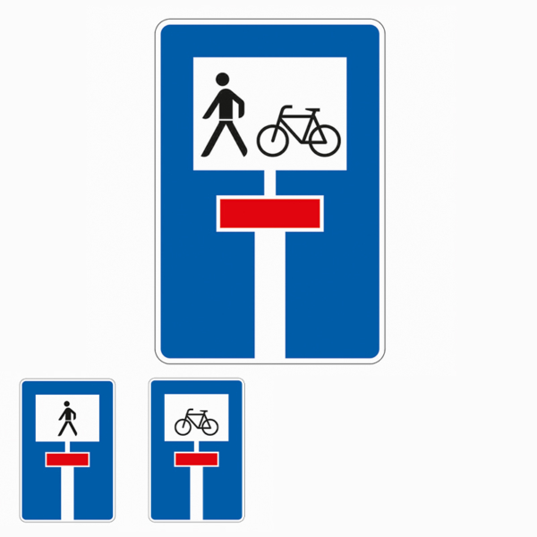 Richtzeichen 357.XX für Radverkehr und Fußgänger durchlässig Sackgasse