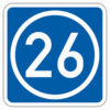 Richtzeichen 406.50 Knotenpunkte der  Autobahnen, ein- oder zweistellige  Nummer