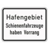 Zusatzzeichen 1008.33 Hafengebiet Schienenfahrzeuge haben Vorrang