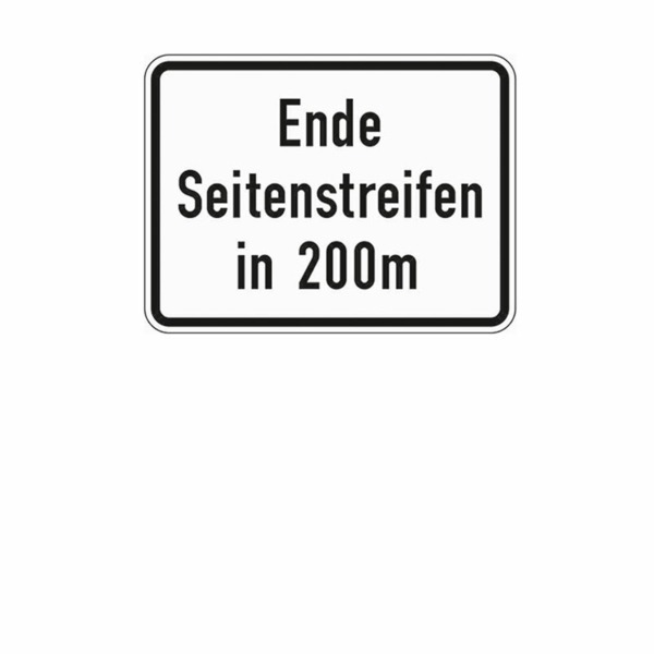 Zusatzzeichen 1007.59 Ende Seitenstreifen in 200m