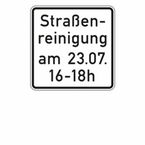 Zusatzzeichen 1042.50 Straßenreinigung